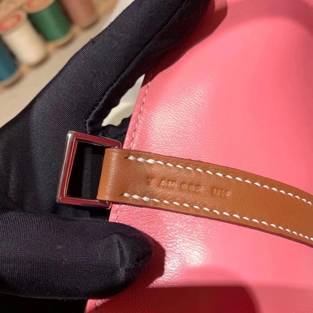 에르메스 피코탄 락18 핑크 골드브라운 은장 타조가죽